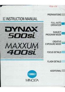 Minolta Dynax 500 si manual. Camera Instructions.